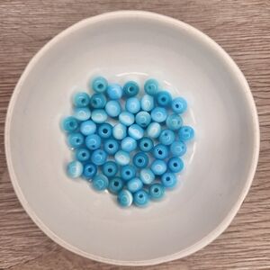 Cats Eye Round Bead Lot of 50 Cat's Eye Glass Fiber Optic Glass Bead